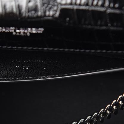 Saint Laurent Calfskin Crocodile Embossed Medium Classic Monogram Kate Tassel Satchel Black 8 of 8