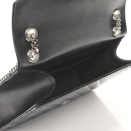 Saint Laurent Grain De Poudre Textured Mixed Matelasse Triquilt Medium Monogram Satchel Black 5 of 7