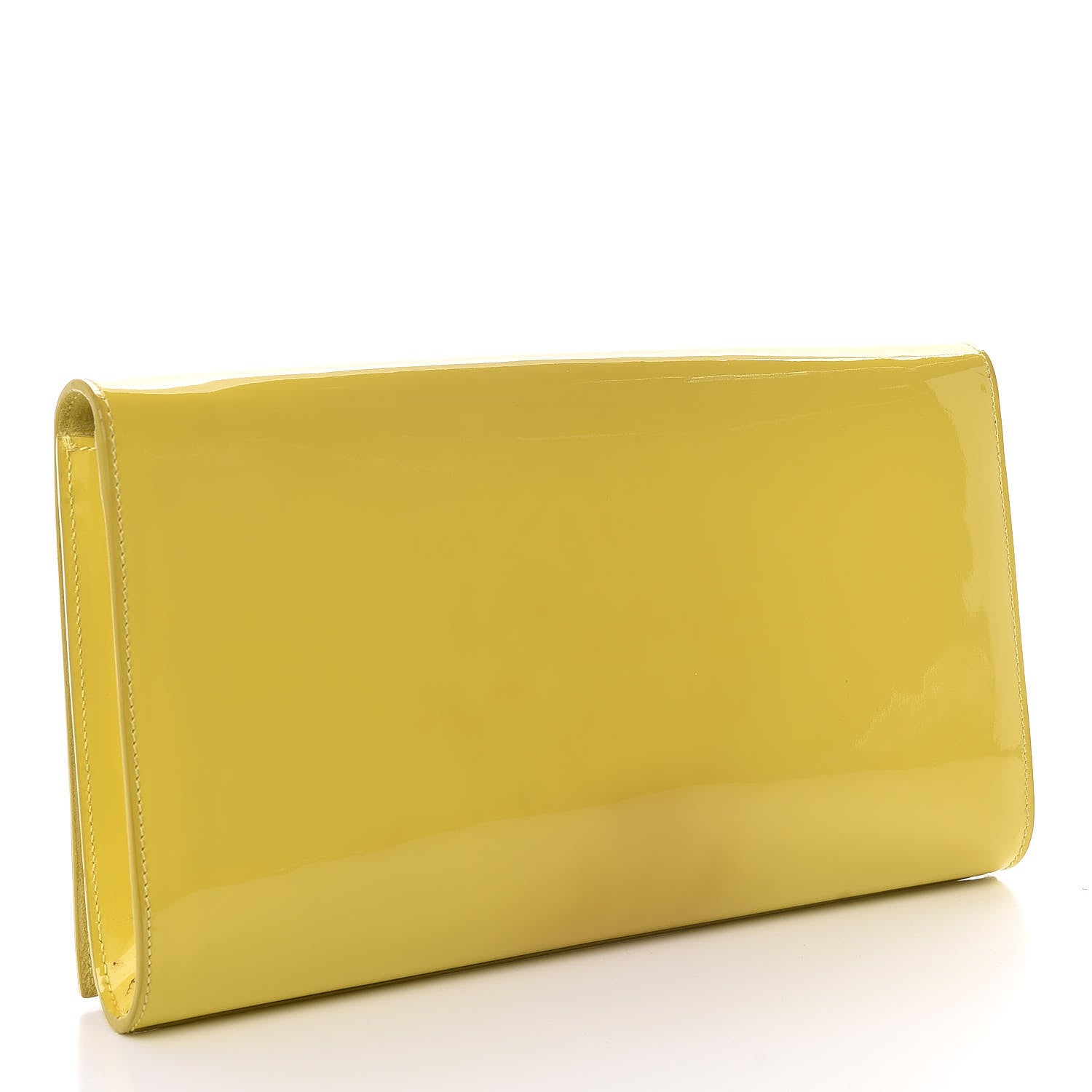 Saint Laurent Patent Calfskin Monogram Large Belle De Jour Clutch Yellow 3 of 17