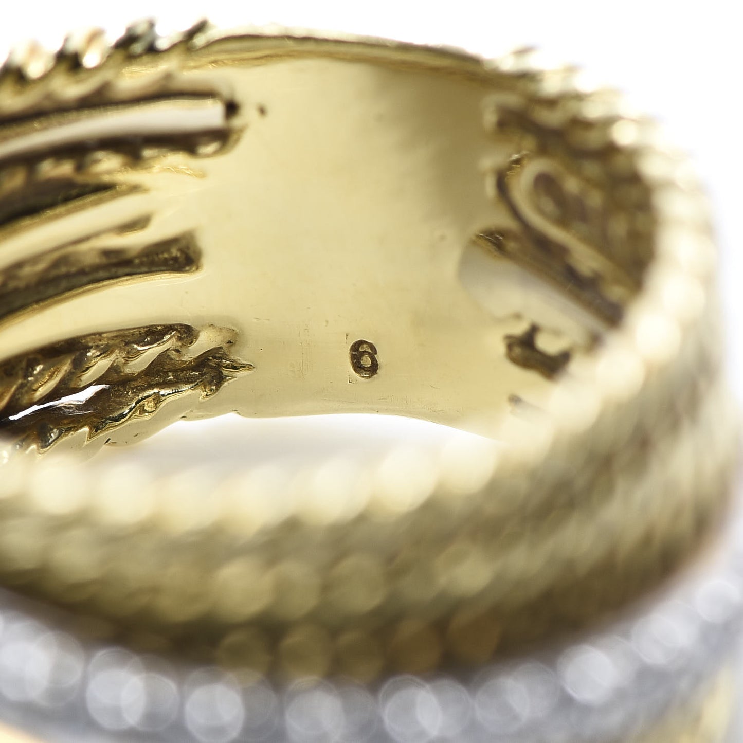 18K Yellow Gold Diamond 11mm Wide Crossover Ring 51 5.75