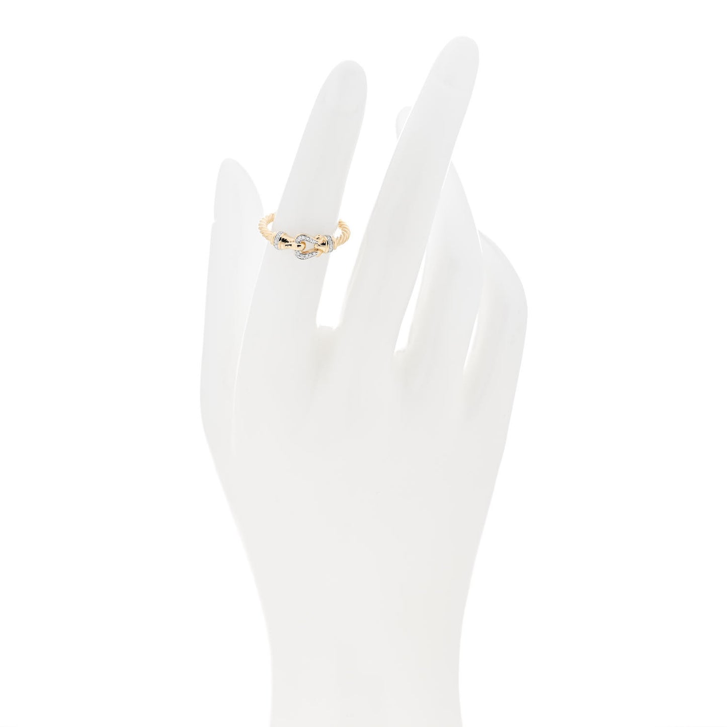 18K Yellow Gold Diamond Petite Buckle Cable Ring 49 5