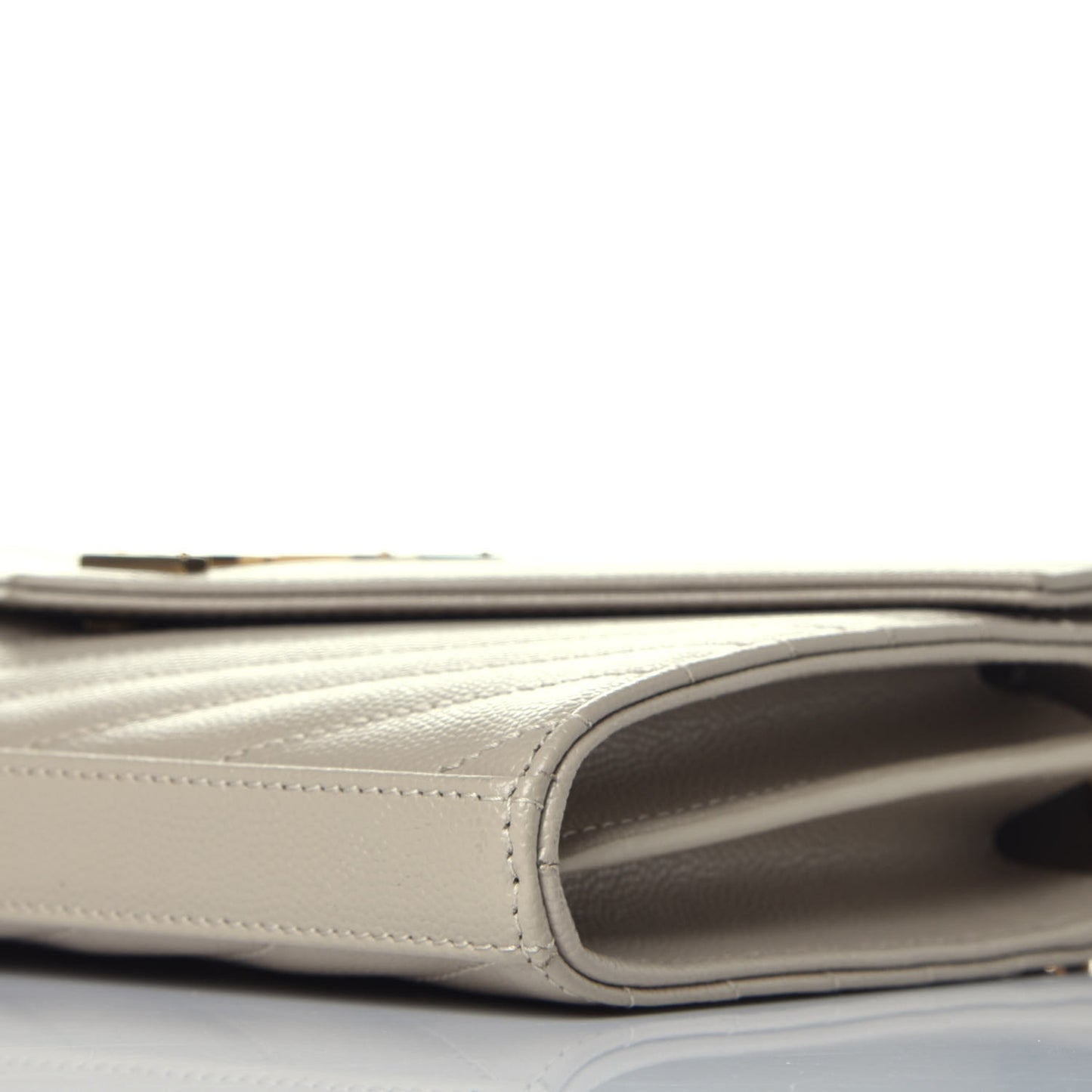 Grain De Poudre Matelasse Chevron Monogram Chain Wallet Sea Salt
