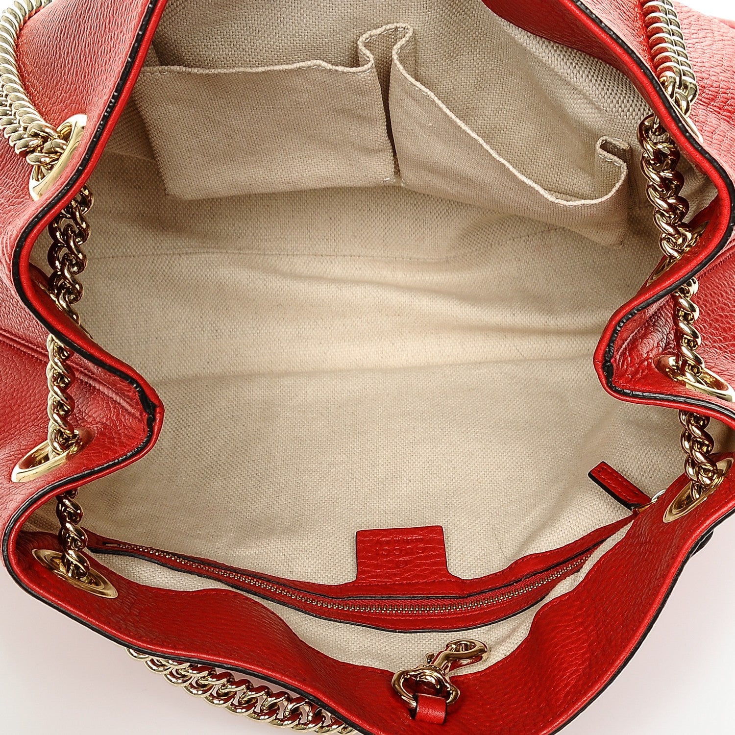 Gucci Pebbled Calfskin Medium Soho Chain Shoulder Bag Tabasco Red 5 of 6