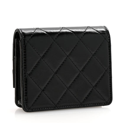 Chanel Shiny Crumpled Calfskin Quilted 31 Card Holder Wallet Black 3 of 9