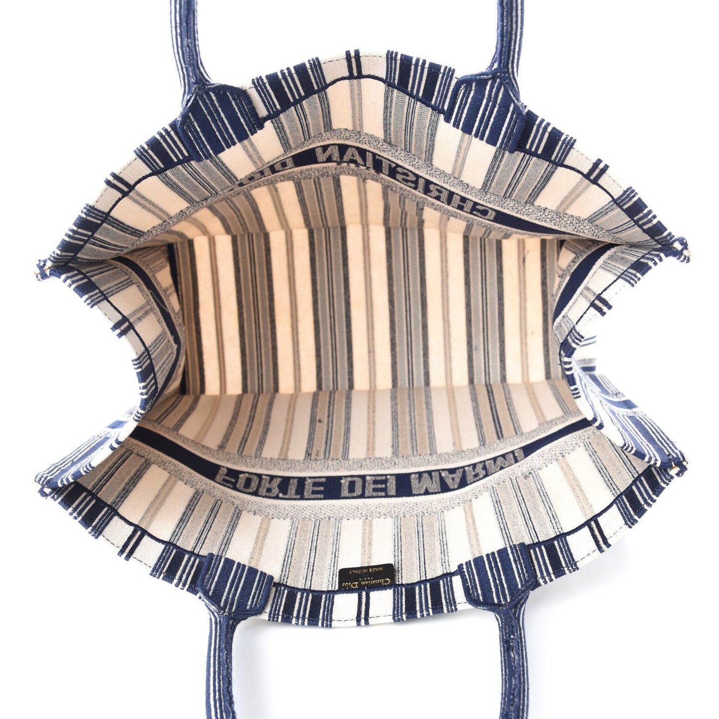 Canvas Embroidered Forte Dei Marmi Striped Book Tote Blue