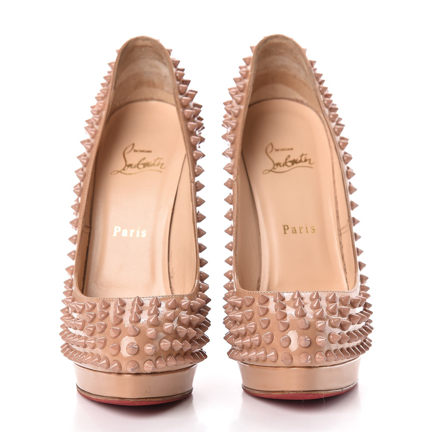 Christian Louboutin Patent Alti Spikes 140 Pumps 38 Nude 2 of 26