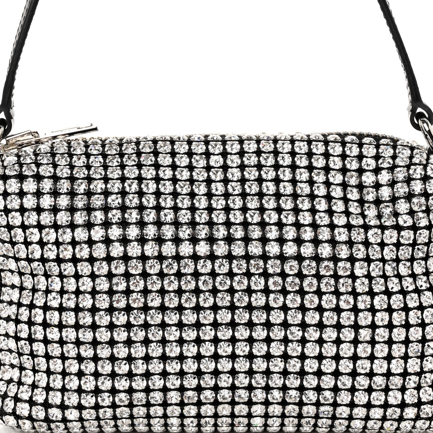 Mesh Crystal Rhinestone Mini Heiress Pouch Black Silver
