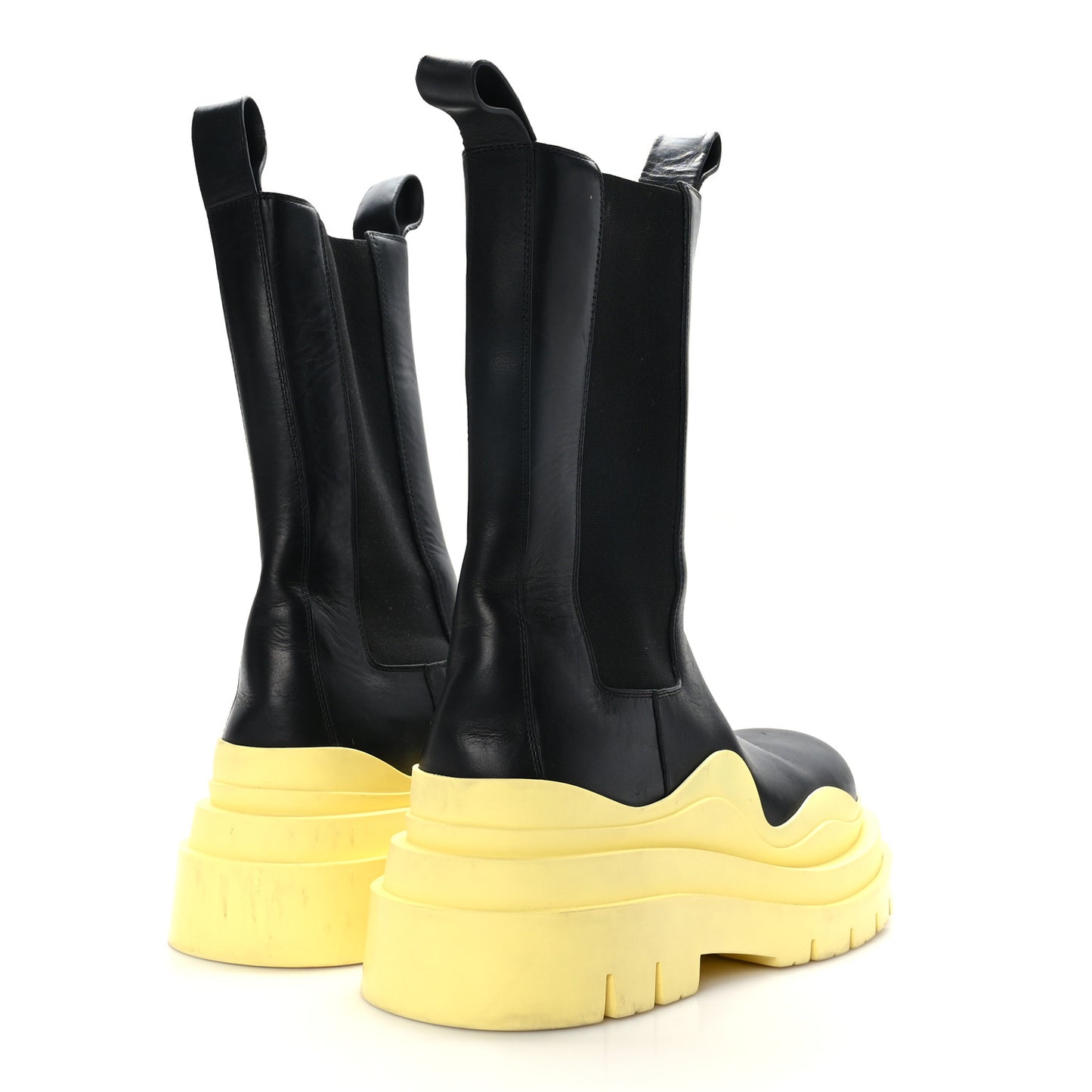 Calfskin The Tire Chelsea Boots 40 Black Yellow