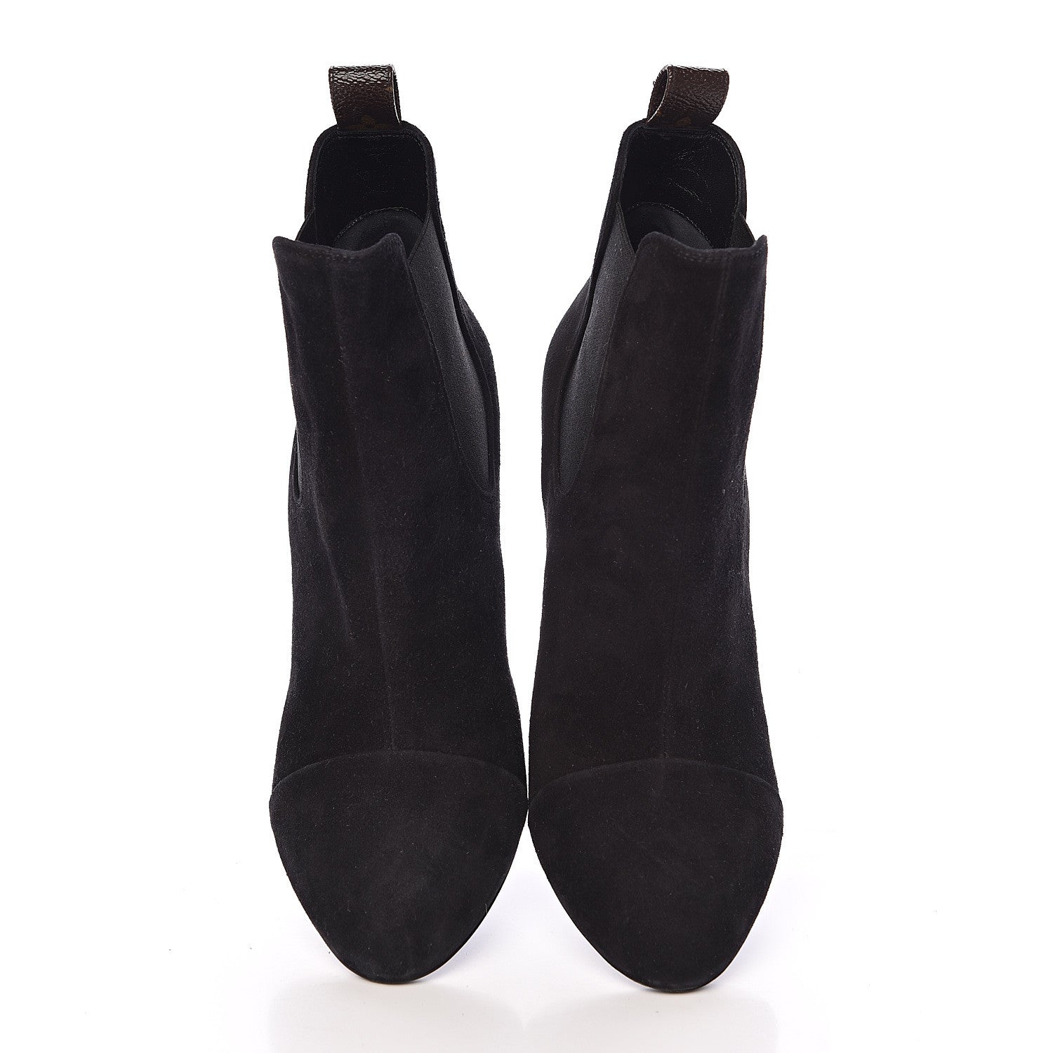 Louis Vuitton Suede Monogram Uniformes Cap Toe Chelsea 75mm Ankle Boots 38.5 Black 5 of 13