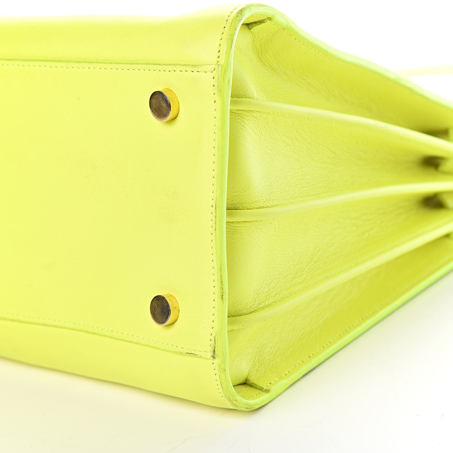 Calfskin Small Sac De Jour Bag Neon Yellow