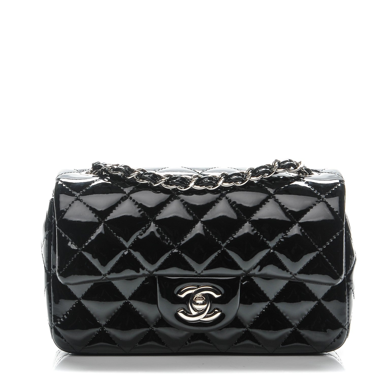 Chanel Patent Calfskin Quilted Mini Rectangular Flap Black 1 of 8