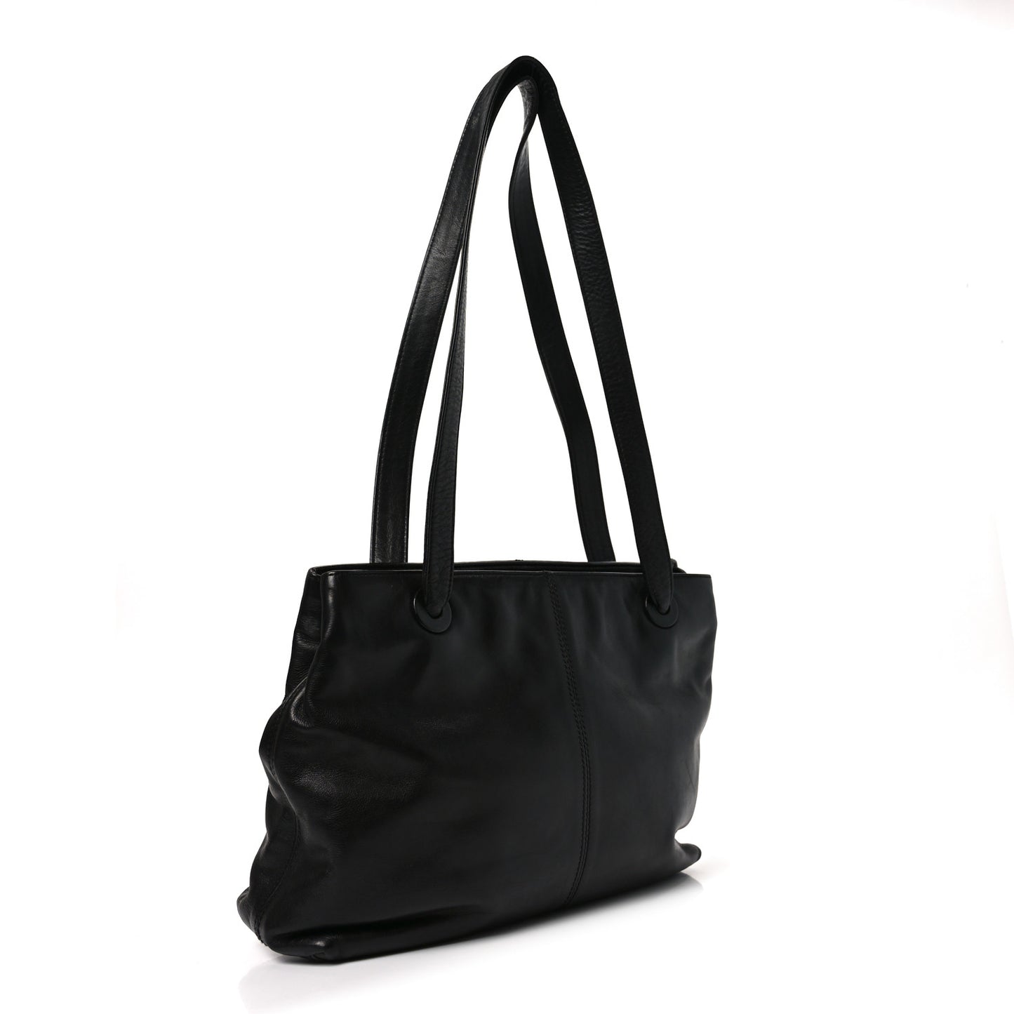 Lambskin CC Stitched Tote Black