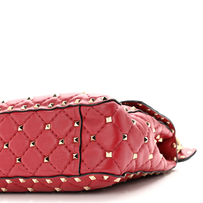 Valentino Garavani Nappa Roses Crystal Medium Rockstud Spike Shoulder Bag Red 9 of 9