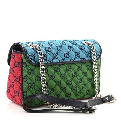 Gucci Monogram Multicolor Matelasse Diagonal Small GG Marmont Shoulder Bag Light Blue Pink Blue Green Red 3 of 10
