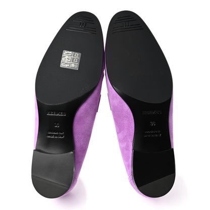 Hermes Suede Goatskin Womens Royal Loafers 36 Violet Parme 5 of 8