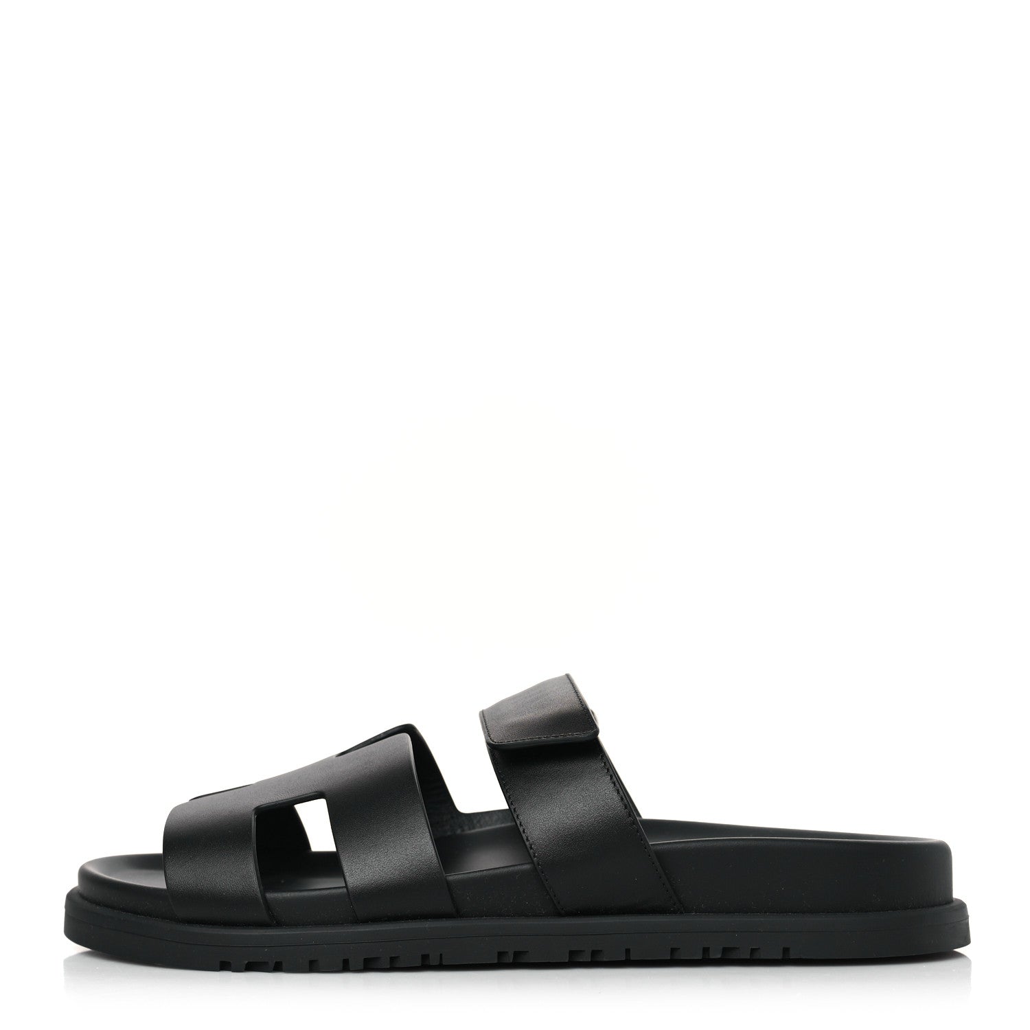 Hermes Calfskin Womens Chypre Sandals 38.5 Black 1 of 9