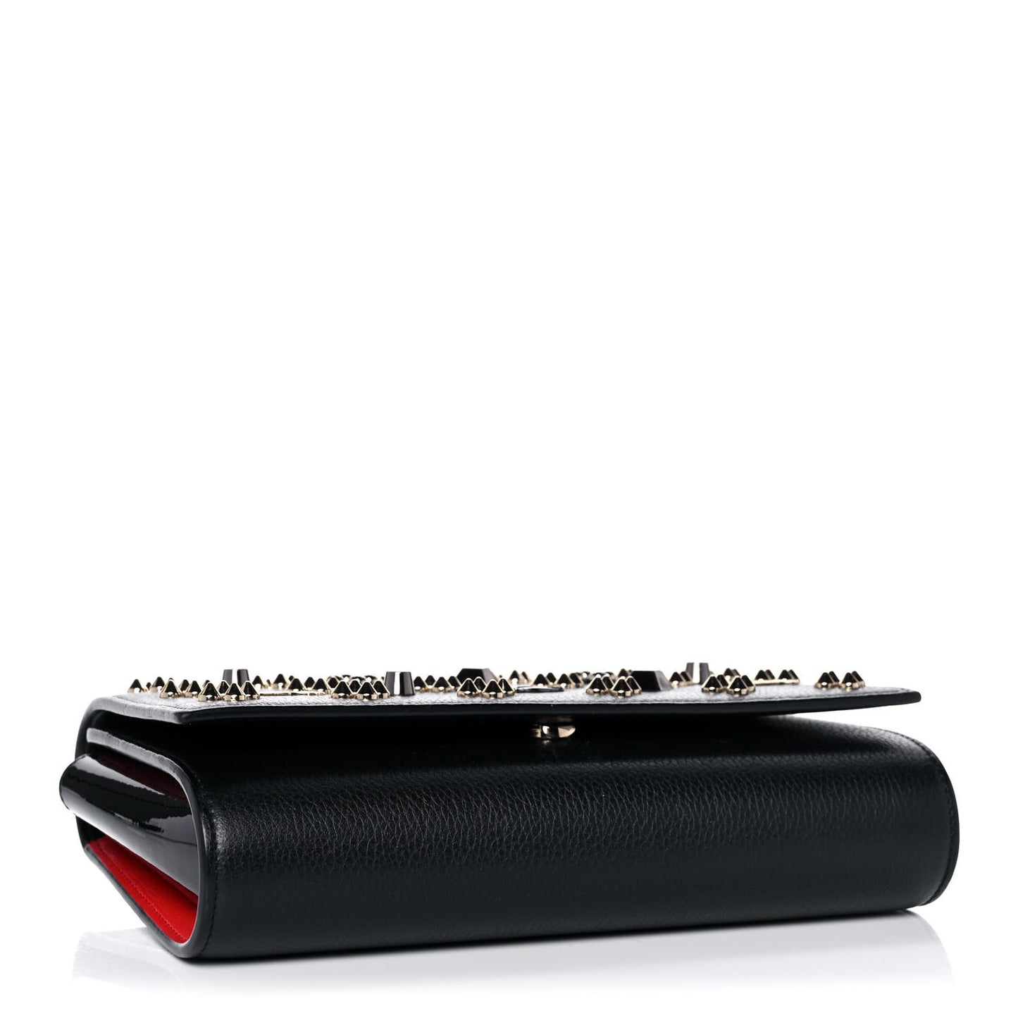 Grained Calfskin Spikes Loubinthesky Paloma Wallet On Chain Black Multimetal