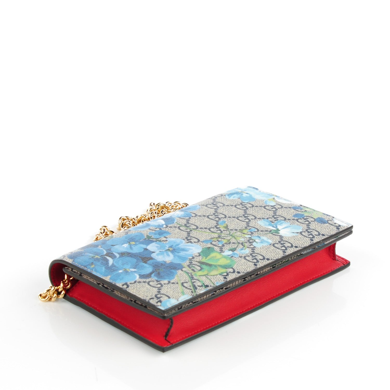 Gucci GG Supreme Monogram Blooms Chain Wallet Blue 4 of 7