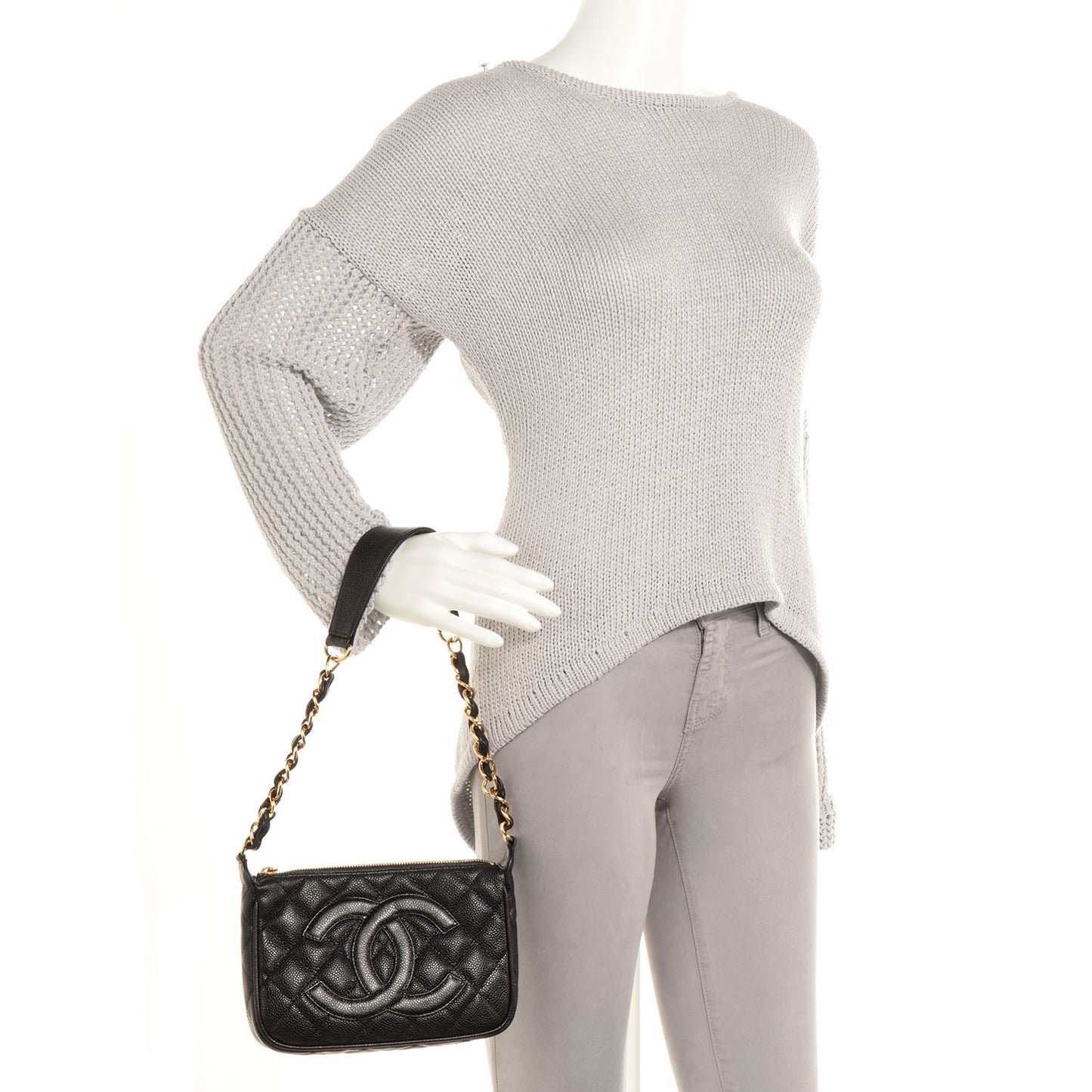 Caviar Quilted Pochette Black
