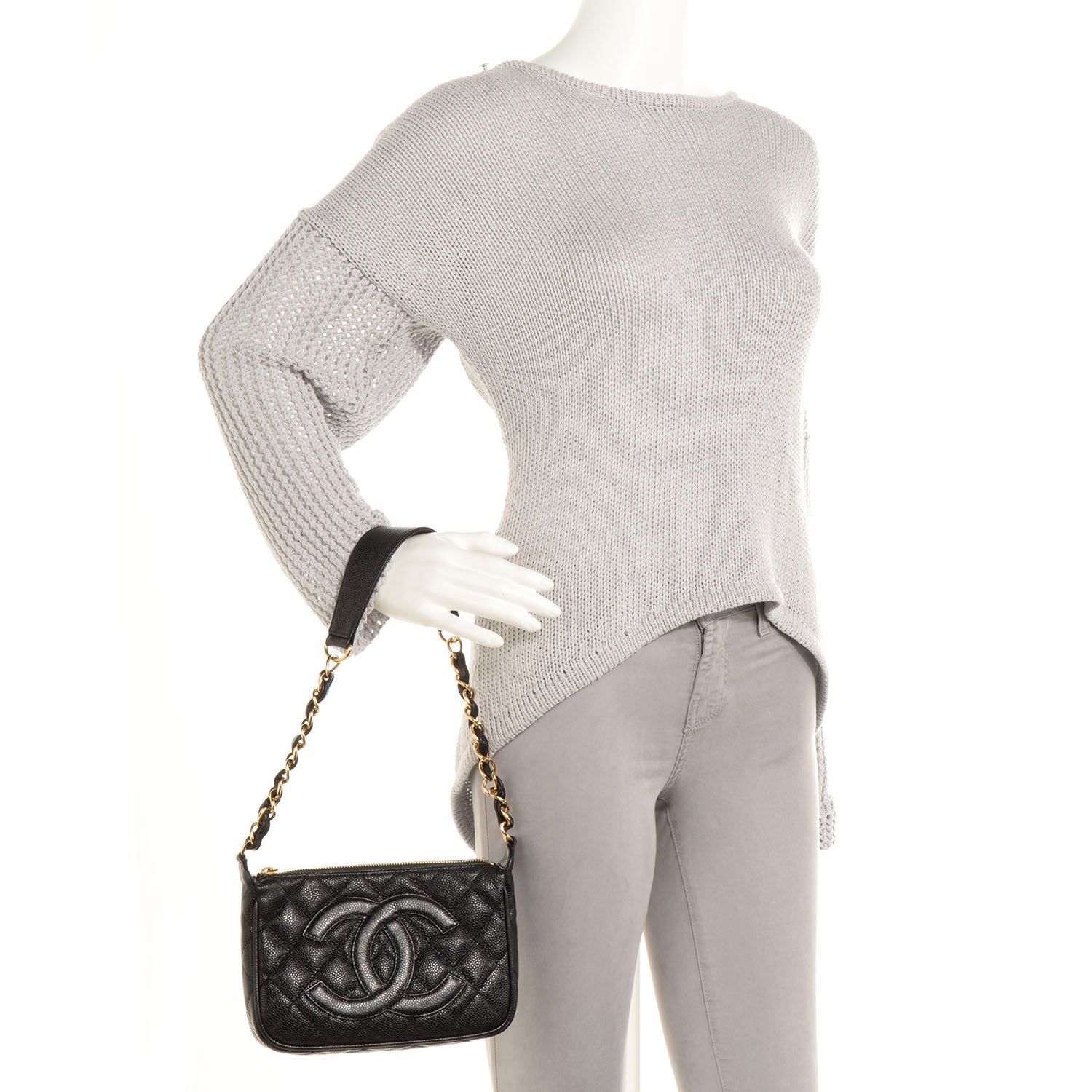 Chanel Caviar Quilted Pochette Black 2 of 8