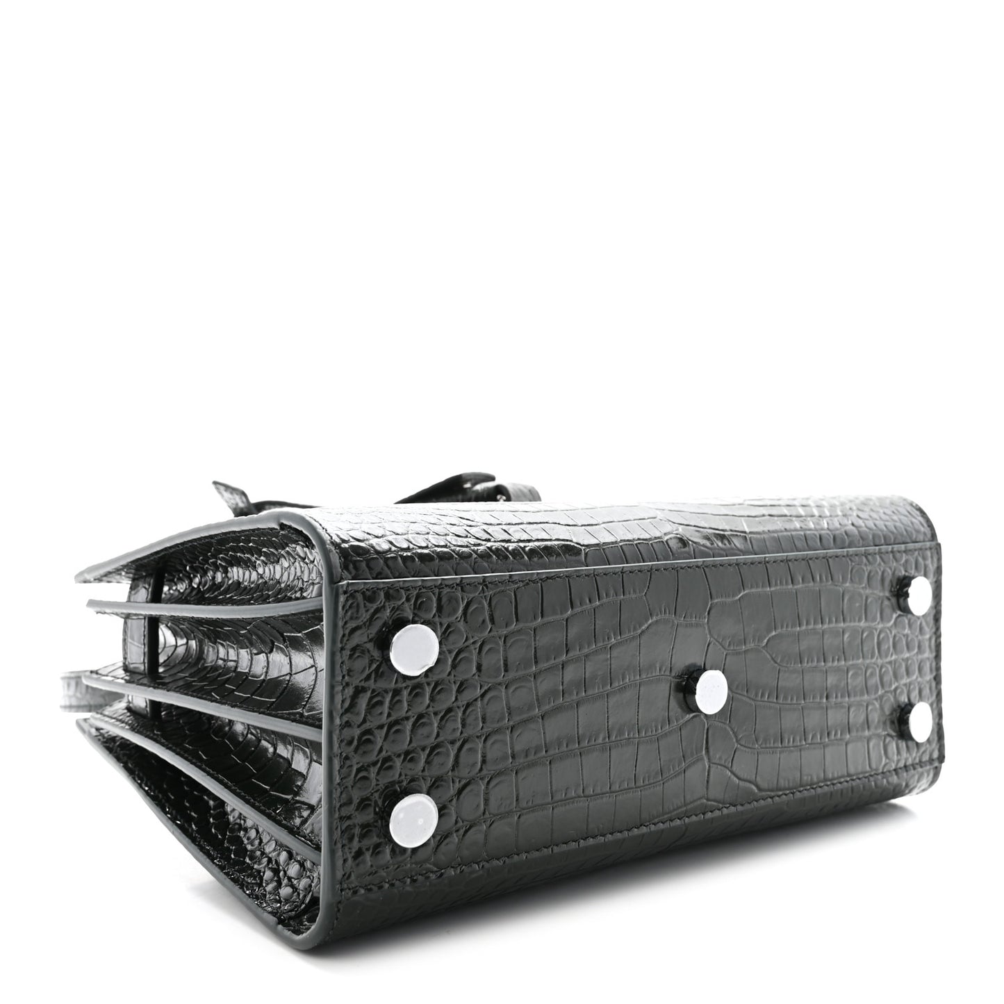 Calfskin Crocodile Embossed Nano Sac De Jour Dark Green
