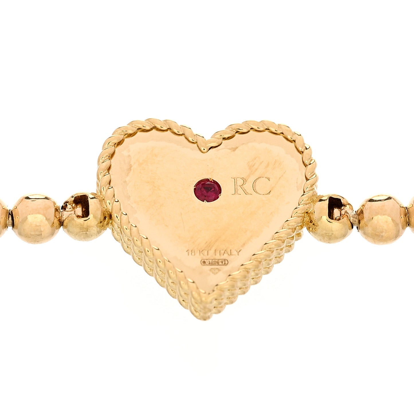 18K Yellow Gold Diamond Small Princess Heart Beaded Stretch Bracelet