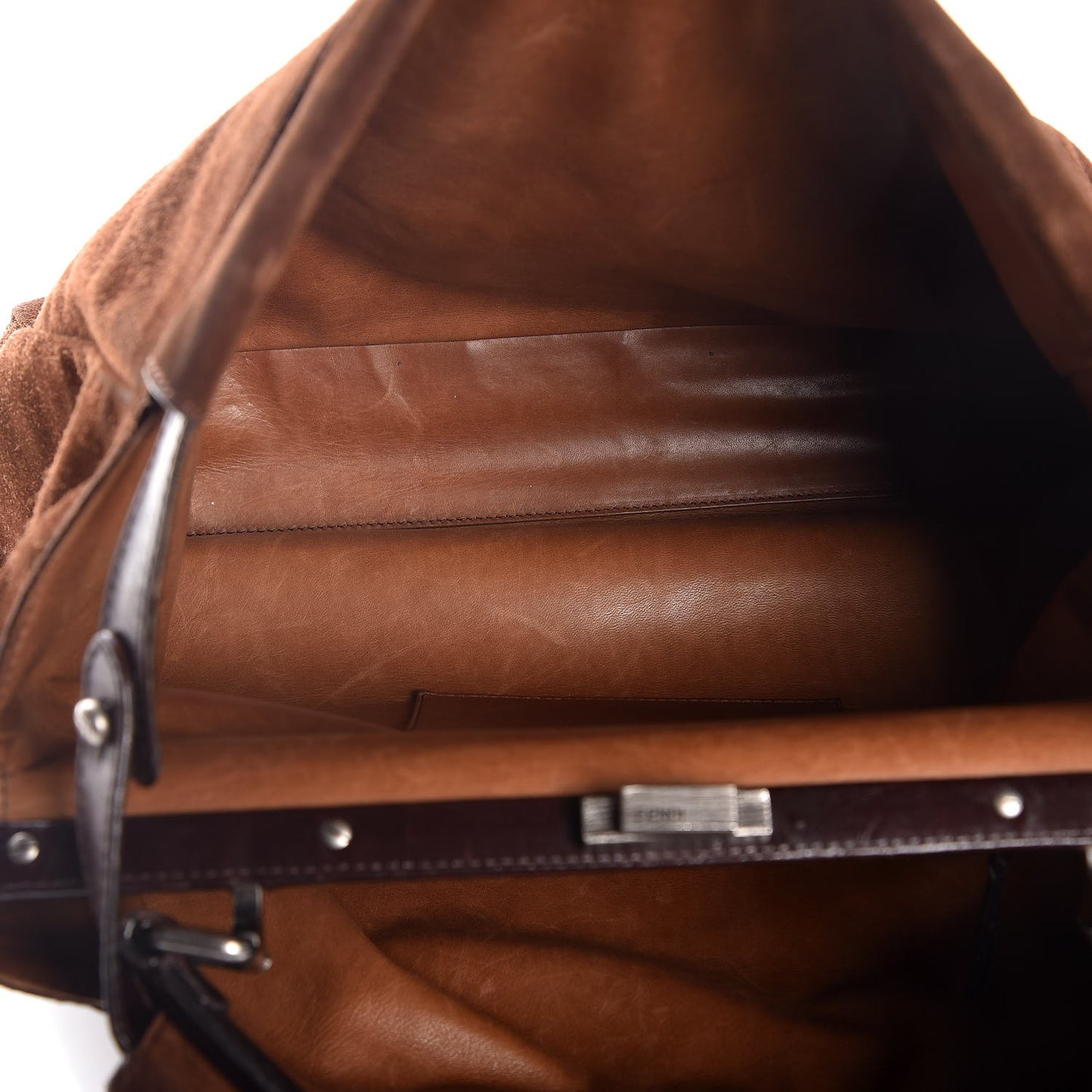 Suede Calfskin Large Peekaboo Iconic Satchel Cognac