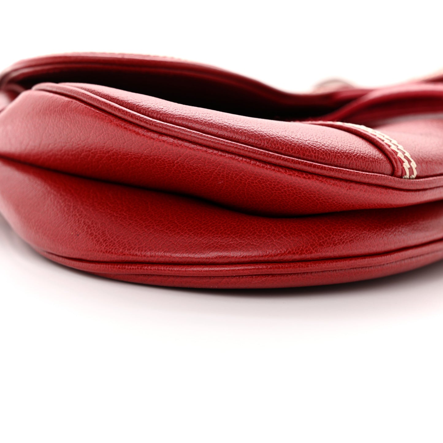 Shiny Goatskin Saddle Bag Red