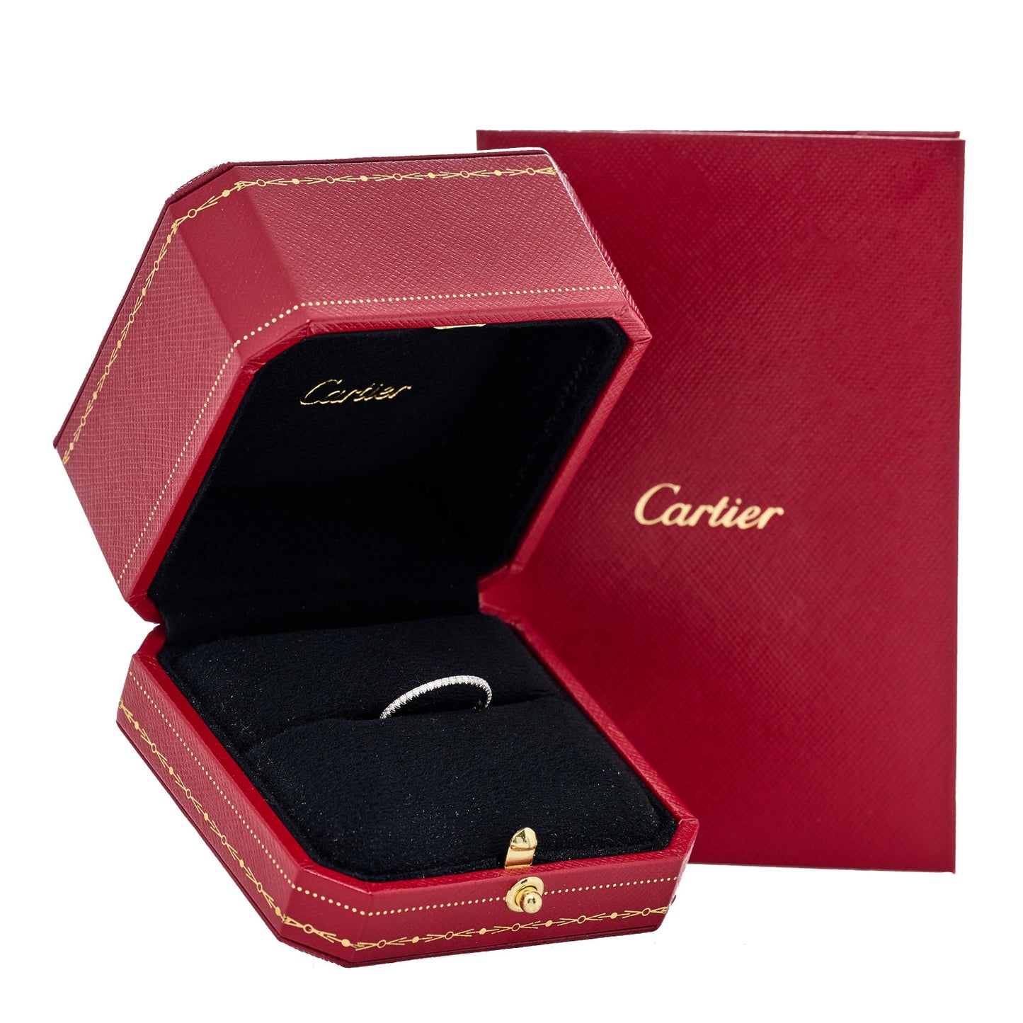18K White Gold Diamond 1.5mm Etincelle de Cartier Wedding Band Ring 51 5.75