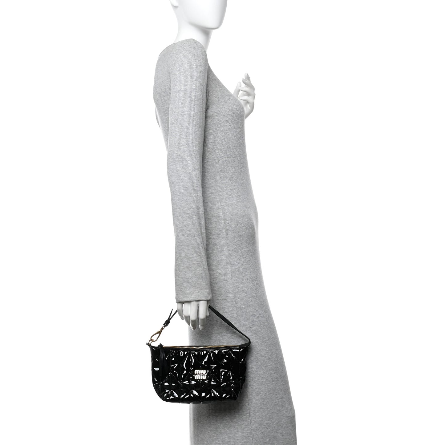 Vernice Trapunto Quilted Mini Spirit Ciré Bag Black