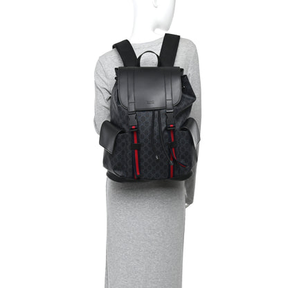 Gucci Soft GG Supreme Monogram Calfskin Web Double Buckle Backpack Black 2 of 10