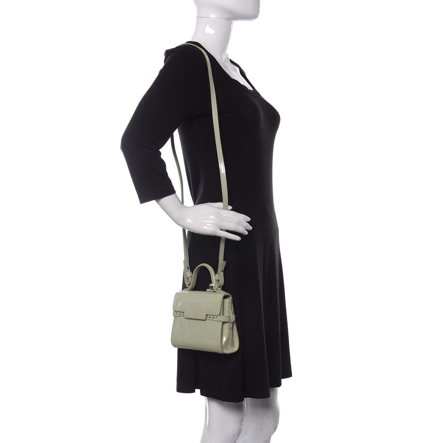 Patent Calfskin Micro Tempete Satchel Almond