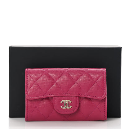 Chanel Caviar Quilted Flap Card Holder Wallet Dark Pink 10 of 10