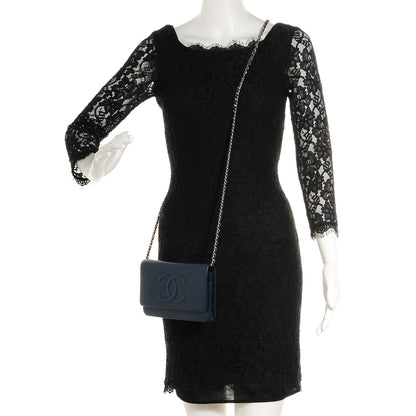 Chanel Caviar Timeless CC Wallet on Chain WOC Navy Blue 2 of 9