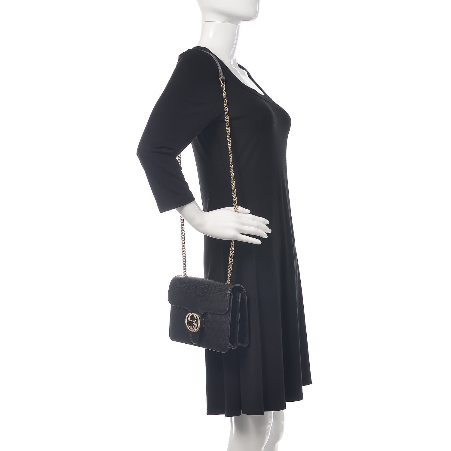 Gucci Dollar Calfskin Small Interlocking G Shoulder Bag Black 2 of 10