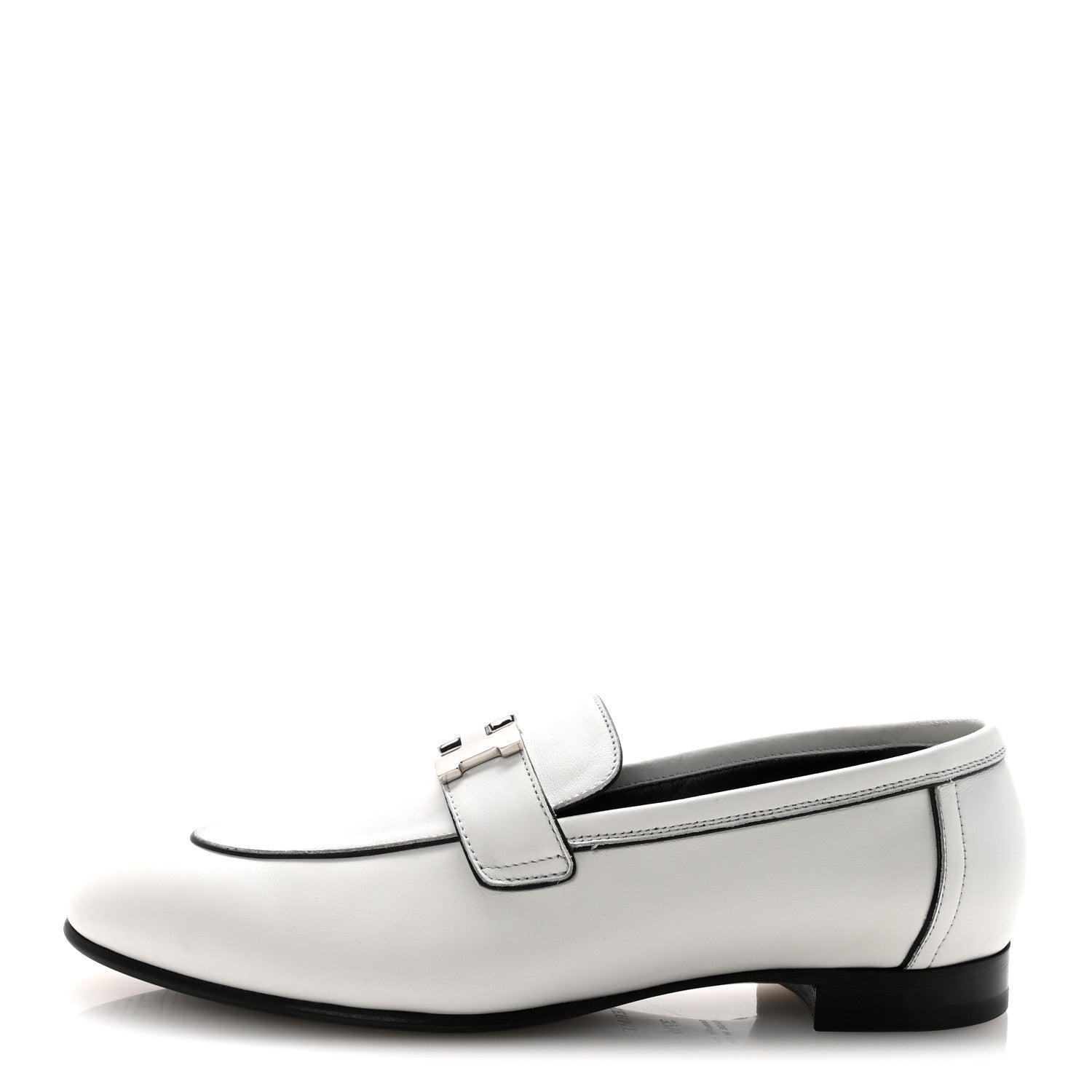 Hermes Calfskin Womens Paris Loafers 37.5 White 1 of 10