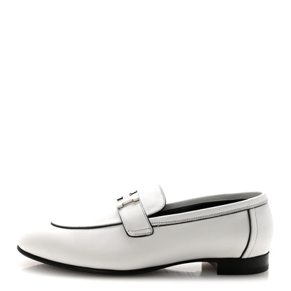 Hermes Calfskin Womens Paris Loafers 37.5 White 1 of 10