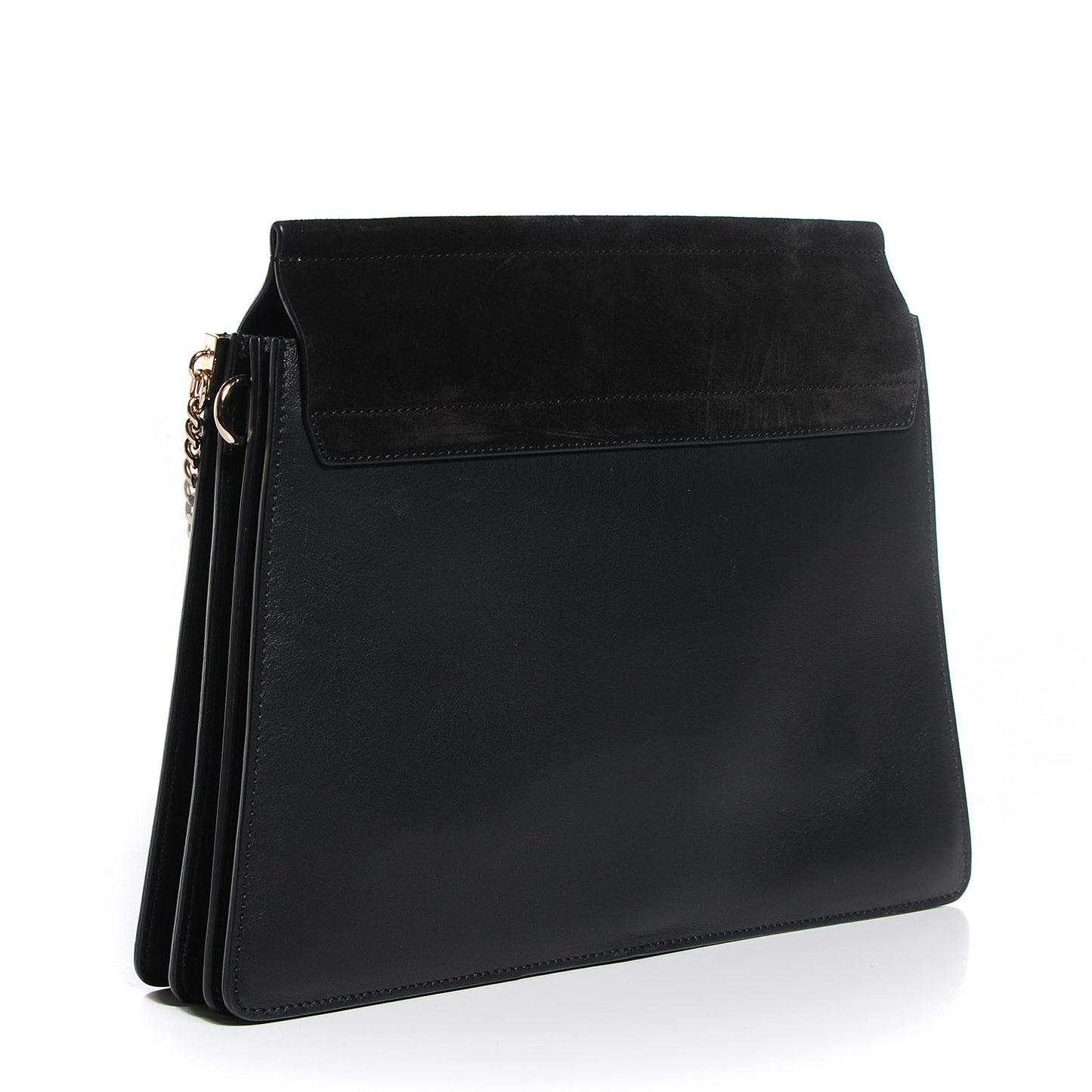 Suede Calfskin Medium Faye Shoulder Bag Black