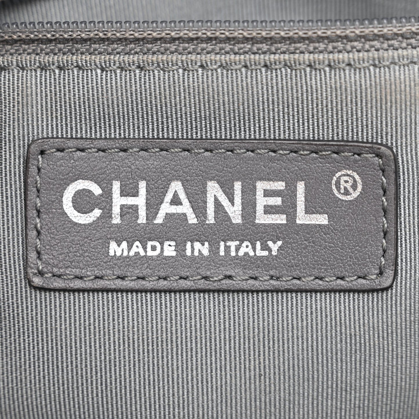 Sheepskin Chevron Quilted Mademoiselle Vintage Shopping Tote Dark Grey