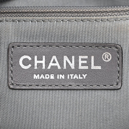 Chanel Sheepskin Chevron Quilted Mademoiselle Vintage Shopping Tote Dark Grey 6 of 12