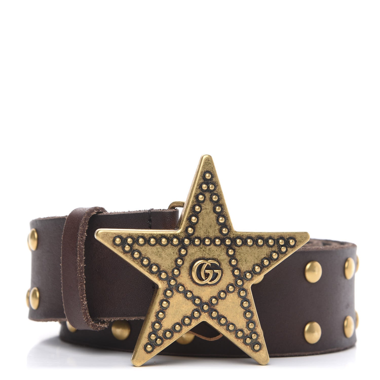 Gucci Calfskin Double G Star Buckle Belt 90 36 Brown 1 of 5