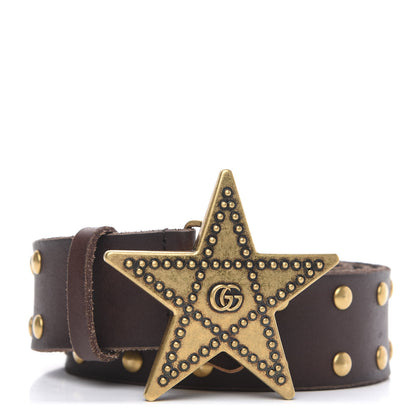Gucci Calfskin Double G Star Buckle Belt 90 36 Brown 1 of 5