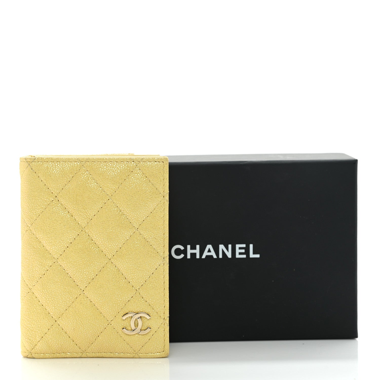 Chanel Caviar Quilted Card Holder Wallet Yellow 11 of 11