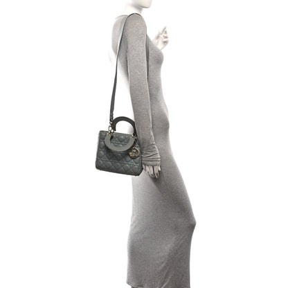 Christian Dior Lambskin Cannage Small My ABCDior Lady Dior Grey 2 of 10