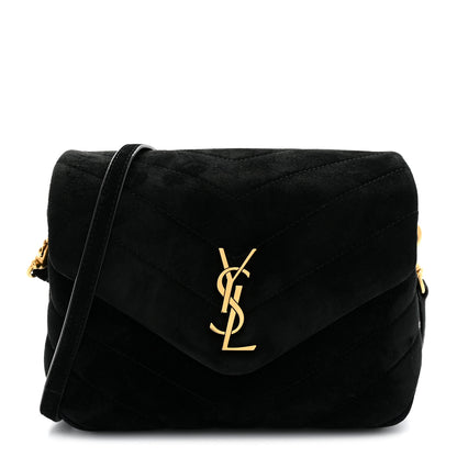 Saint Laurent Suede Y Quilted Monogram Toy Loulou Crossbody Bag Black 1 of 11
