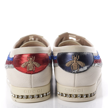 Gucci Calfskin Glitter Crystal Womens Sylvie Web Falacer Sneakers 36.5 White 6 of 12