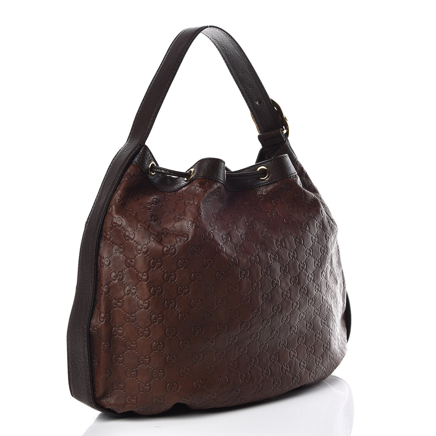 Gucci Guccissima Medium Interlocking Icon Shoulder Bag Dark Brown 4 of 13