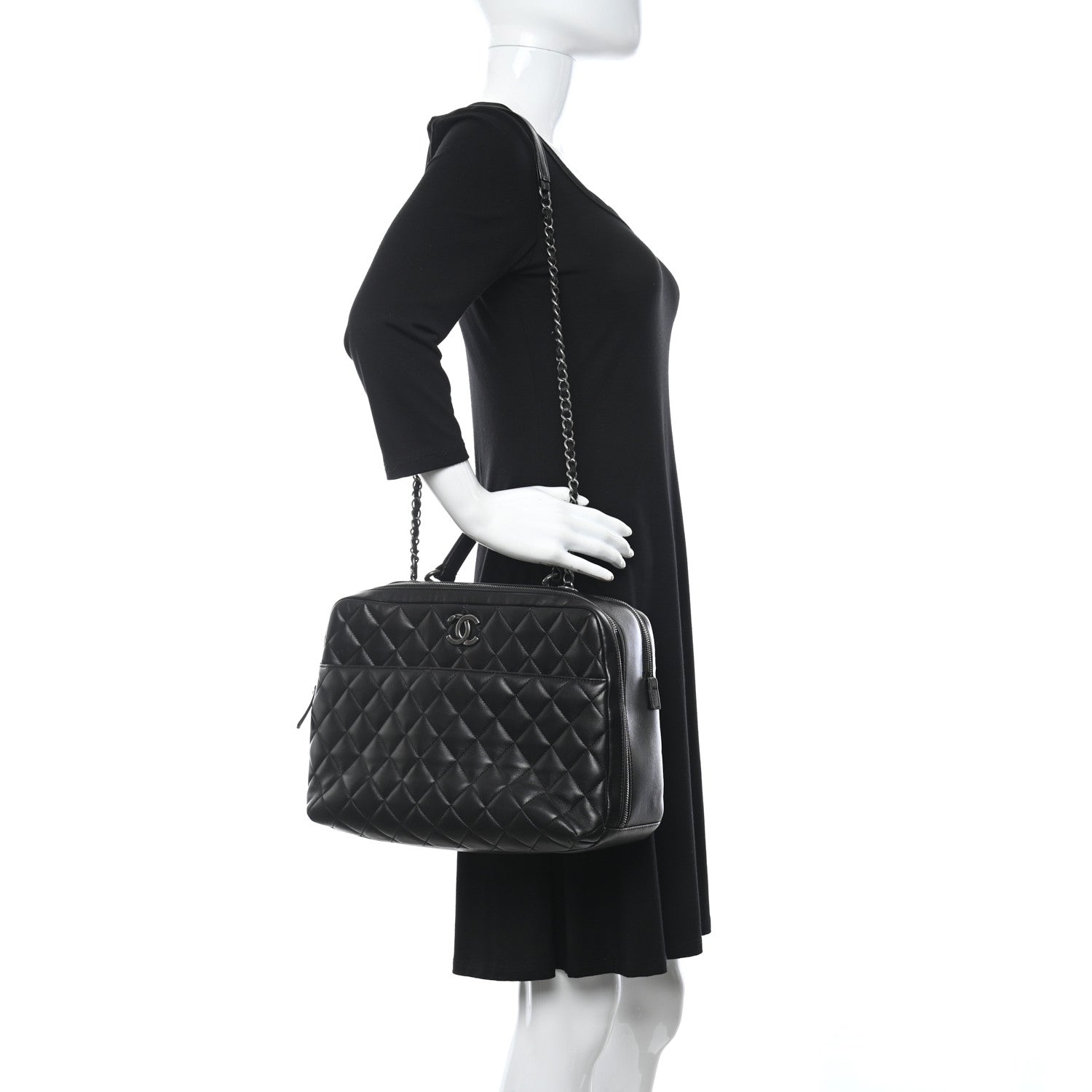 Chanel Lambskin Quilted Large Trendy CC Bowling Bag Black 2 of 11