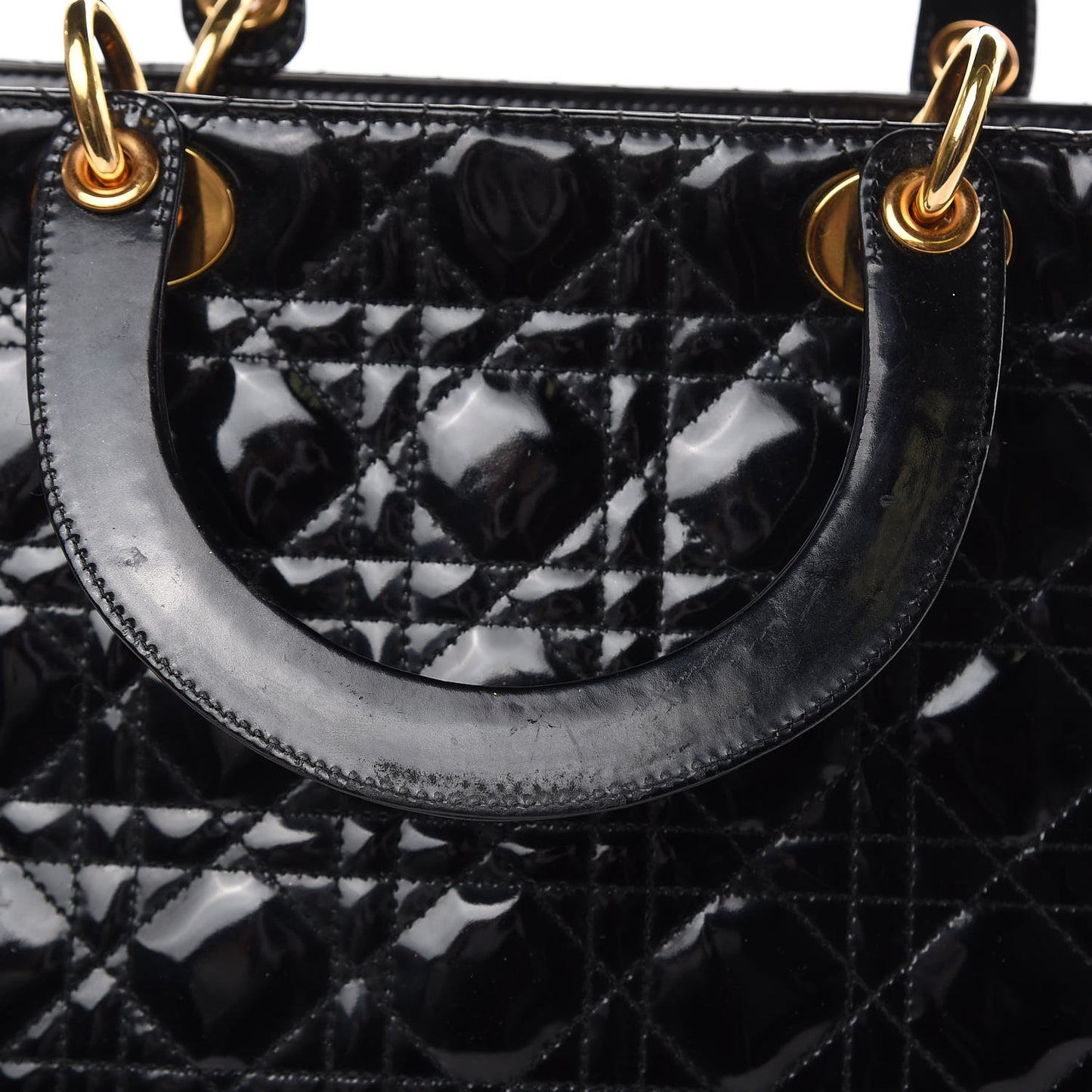Patent Cannage Large Lady Dior Black