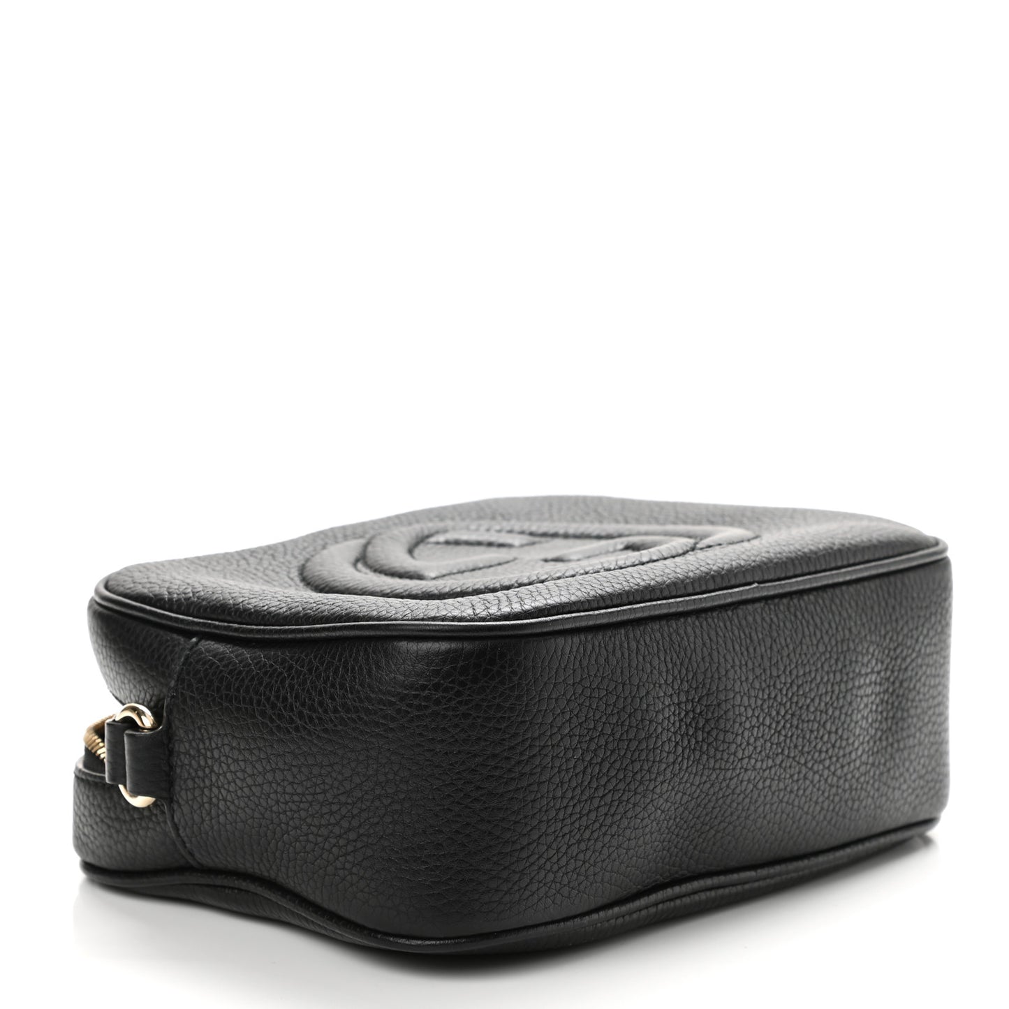 Pebbled Calfskin Small Soho Disco Bag Black